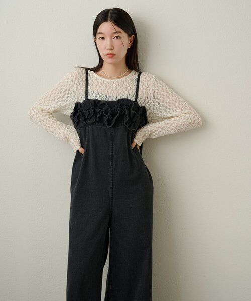 omekashi Vギャザーキャミサロペット 36ブラック キャミサロペット