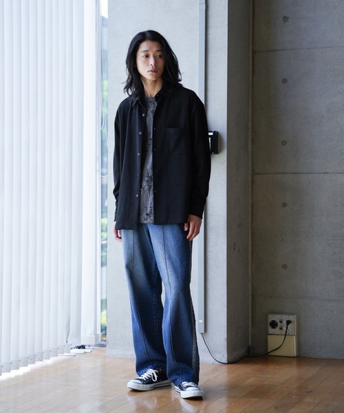 RATTLE TRAP（ラトルトラップ）の「10.5ozスラブデニムトラックパンツ（その他パンツ・メンズ・ブラック/ブルー・S/M/L）」の4枚目の写真