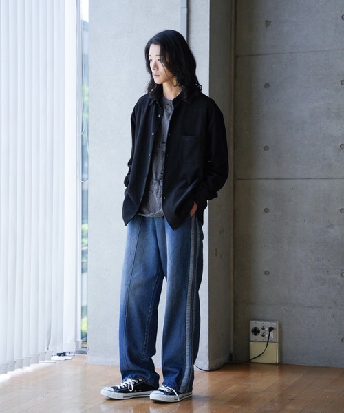 RATTLE TRAP（ラトルトラップ）の「10.5ozスラブデニムトラックパンツ（その他パンツ・メンズ・ブラック/ブルー・S/M/L）」の5枚目の写真