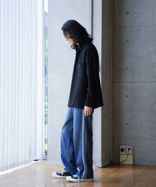 RATTLE TRAP（ラトルトラップ）の「10.5ozスラブデニムトラックパンツ（その他パンツ・メンズ・ブラック/ブルー・S/M/L）」の6枚目の写真