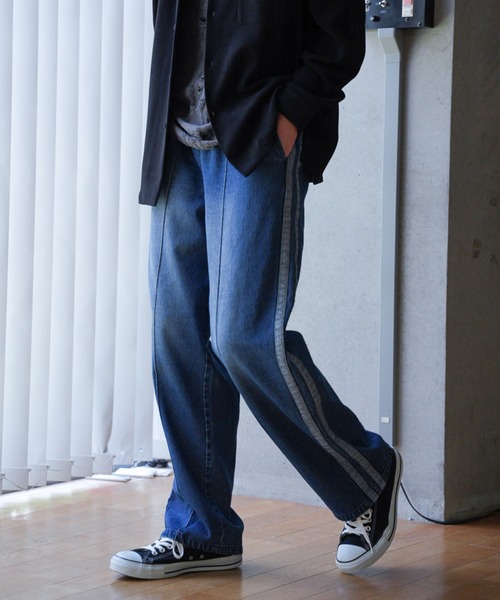RATTLE TRAP（ラトルトラップ）の「10.5ozスラブデニムトラックパンツ（その他パンツ・メンズ・ブラック/ブルー・S/M/L）」の13枚目の写真