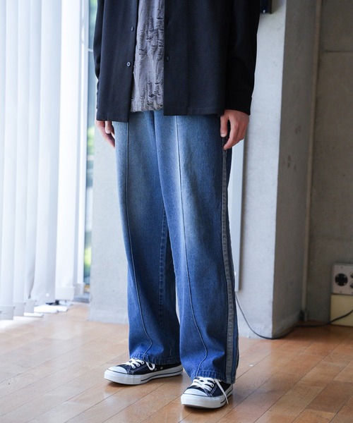 RATTLE TRAP（ラトルトラップ）の「10.5ozスラブデニムトラックパンツ（その他パンツ・メンズ・ブラック/ブルー・S/M/L）」の14枚目の写真