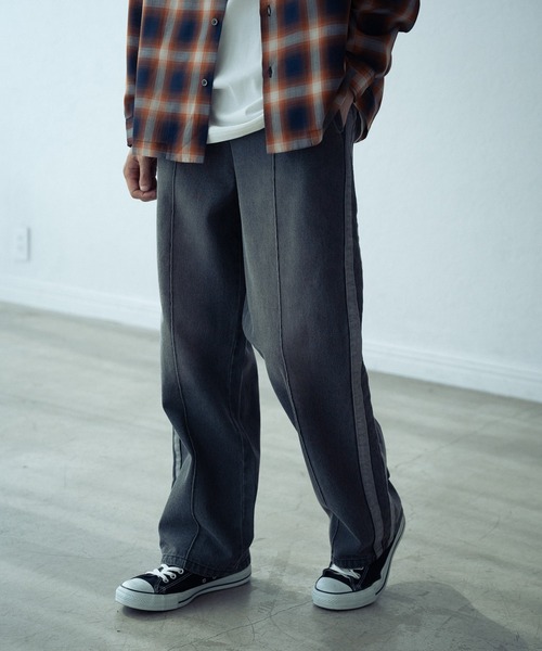 RATTLE TRAP（ラトルトラップ）の「10.5ozスラブデニムトラックパンツ（その他パンツ・メンズ・ブラック/ブルー・S/M/L）」の9枚目の写真