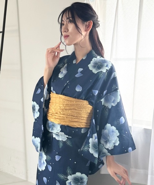 週末値下げ　1人で着られる浴衣5点セット 楽天市場】1人で簡単着付け♪はんなり高級浴衣5点セット 浴衣