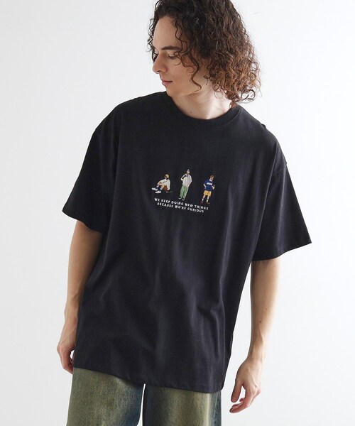 tk.TAKEO KIKUCHI(ティーケータケオキクチ)の「ピープル刺繍Tシャツ(Tシャツ/カットソー・メンズ・ブラック/ホワイト/パープル/ネイビー・02/03/04)」の1枚目の写真
