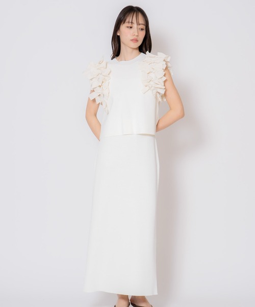 NOELA(ノエラ)の「リボンニットセットアップ(ワンピース・レディース・ブルー/ブラック/オフホワイト・M/S)」の2枚目の写真