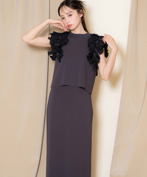 NOELA(ノエラ)の「リボンニットセットアップ(ワンピース・レディース・ブルー/ブラック/オフホワイト・M/S)」の17枚目の写真