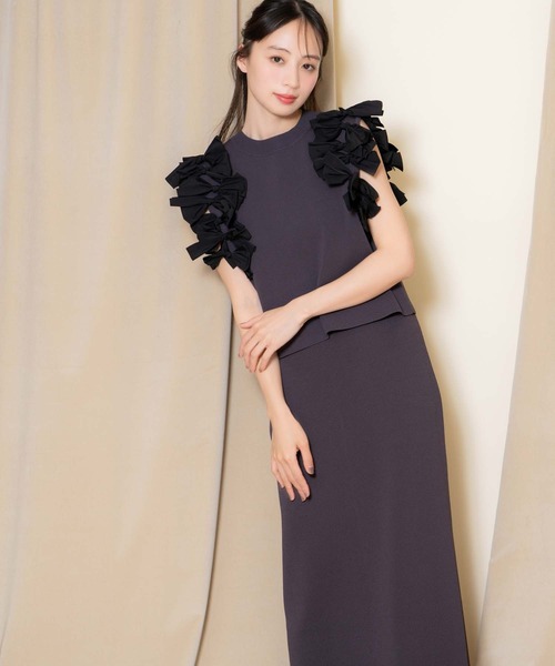 NOELA(ノエラ)の「リボンニットセットアップ(ワンピース・レディース・ブルー/ブラック/オフホワイト・M/S)」の18枚目の写真