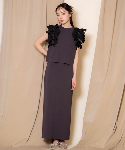 NOELA(ノエラ)の「リボンニットセットアップ(ワンピース・レディース・ブルー/ブラック/オフホワイト・M/S)」の20枚目の写真