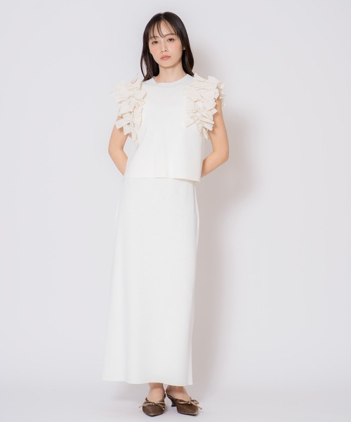 NOELA(ノエラ)の「リボンニットセットアップ(ワンピース・レディース・ブルー/ブラック/オフホワイト・M/S)」の14枚目の写真