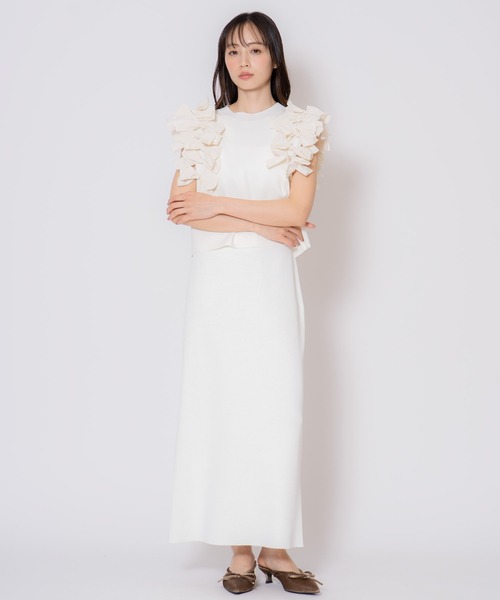 NOELA(ノエラ)の「リボンニットセットアップ(ワンピース・レディース・ブルー/ブラック/オフホワイト・M/S)」の7枚目の写真