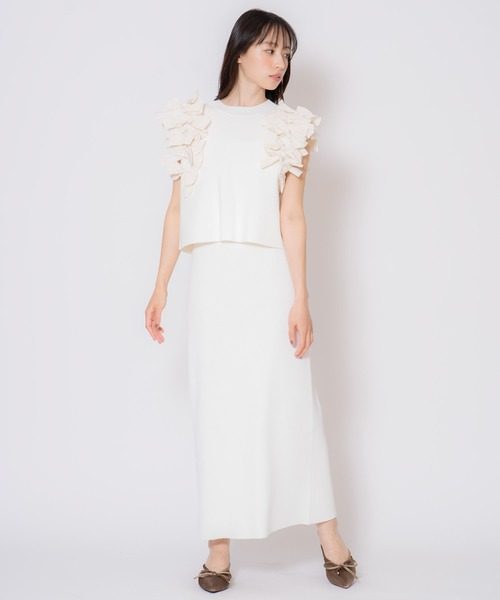 NOELA(ノエラ)の「リボンニットセットアップ(ワンピース・レディース・ブルー/ブラック/オフホワイト・M/S)」の8枚目の写真
