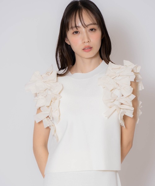NOELA(ノエラ)の「リボンニットセットアップ(ワンピース・レディース・ブルー/ブラック/オフホワイト・M/S)」の9枚目の写真
