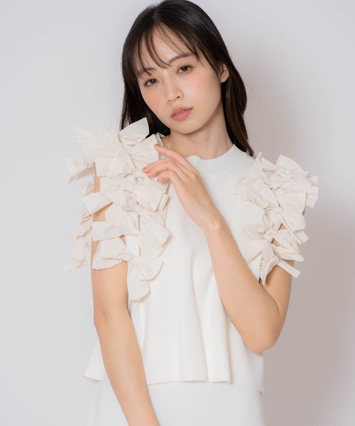 NOELA(ノエラ)の「リボンニットセットアップ(ワンピース・レディース・ブルー/ブラック/オフホワイト・M/S)」の10枚目の写真