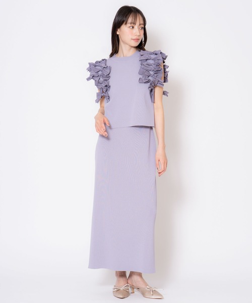 NOELA(ノエラ)の「リボンニットセットアップ(ワンピース・レディース・ブルー/ブラック/オフホワイト・M/S)」の5枚目の写真