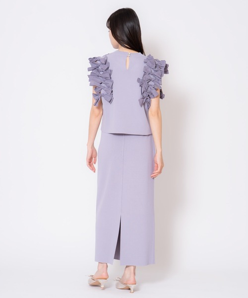 NOELA(ノエラ)の「リボンニットセットアップ(ワンピース・レディース・ブルー/ブラック/オフホワイト・M/S)」の6枚目の写真