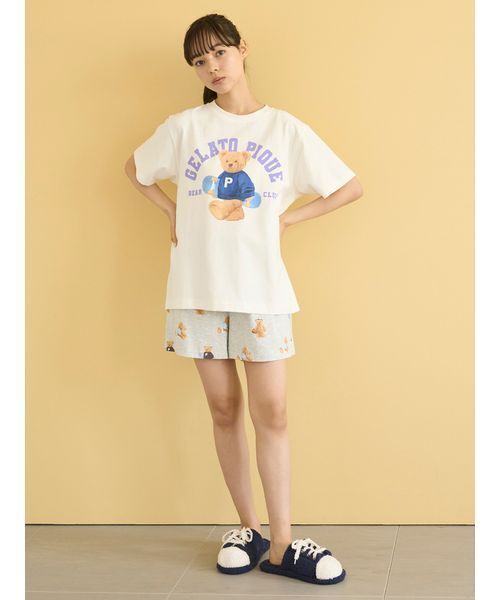 ジェラピケ　ラッピング済みベア柄ワンポイントＴシャツ＆ギンガムチェックショーパン ジェラートピケ gelato pique 【ONLINE限定】ベアワンポイントT