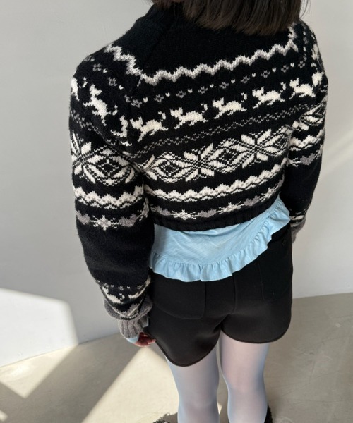 SANSeLF(サンセルフ)の「【SANSeLF】 ノルディックジャガードニット saw25a020(ニット/セーター・レディース・ブラック・FREE)」の13枚目の写真