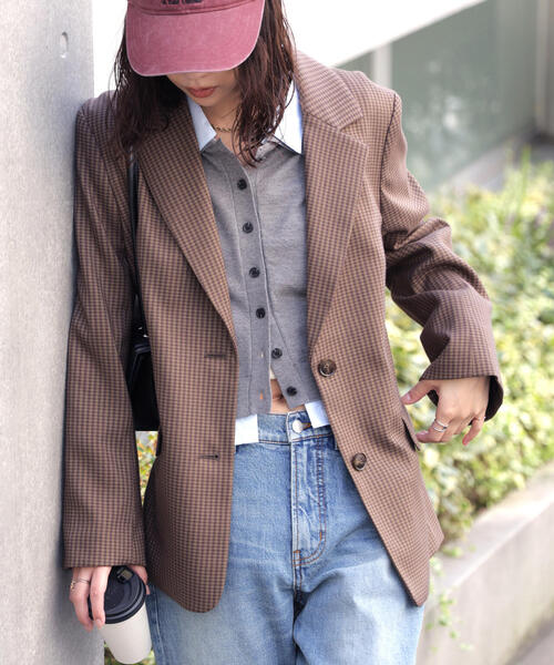 FREE'S MART(フリーズマート)の「◆〈セットアップ対応〉オーバーサイズシングルジャケット(テーラードジャケット・レディース・ベージュ/ブラウン・SMALL/MEDIUM)」の14枚目の写真