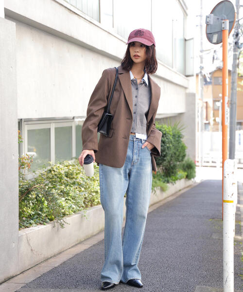 FREE'S MART(フリーズマート)の「◆〈セットアップ対応〉オーバーサイズシングルジャケット(テーラードジャケット・レディース・ベージュ/ブラウン・SMALL/MEDIUM)」の4枚目の写真