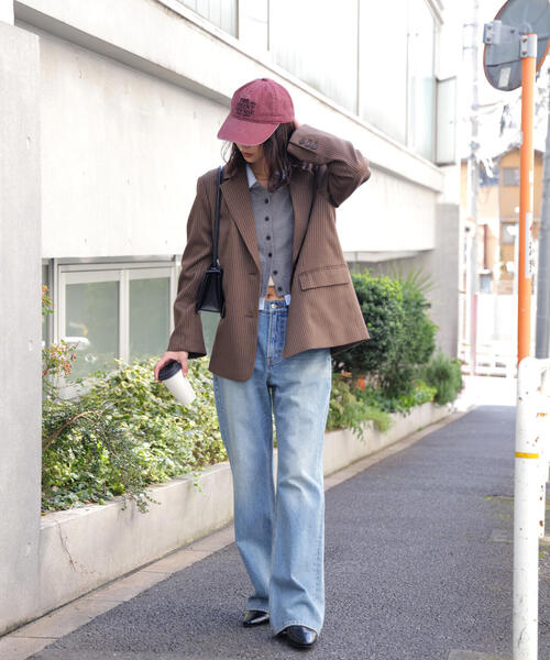 FREE'S MART(フリーズマート)の「◆〈セットアップ対応〉オーバーサイズシングルジャケット(テーラードジャケット・レディース・ベージュ/ブラウン・SMALL/MEDIUM)」の5枚目の写真