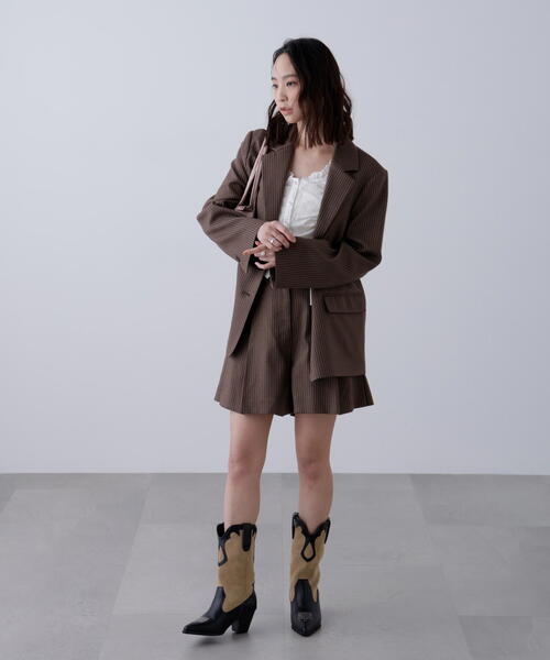 FREE'S MART(フリーズマート)の「◆〈セットアップ対応〉オーバーサイズシングルジャケット(テーラードジャケット・レディース・ベージュ/ブラウン・SMALL/MEDIUM)」の9枚目の写真