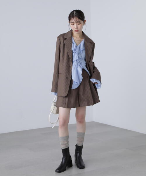 FREE'S MART(フリーズマート)の「◆〈セットアップ対応〉オーバーサイズシングルジャケット(テーラードジャケット・レディース・ベージュ/ブラウン・SMALL/MEDIUM)」の12枚目の写真