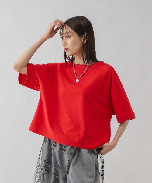 GLOBAL WORK（グローバルワーク）の「乾きやすいラグラン6分袖/579375（Tシャツ/カットソー・レディース・レッド/ナチュラル/ネイビー/スミクロ/ピンク/ライトグレー・MEDIUM/LARGE）」の6枚目の写真