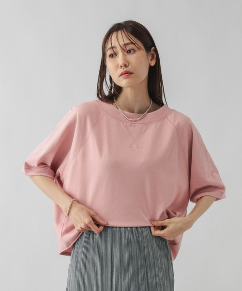 GLOBAL WORK（グローバルワーク）の「乾きやすいラグラン6分袖/579375（Tシャツ/カットソー・レディース・レッド/ナチュラル/ネイビー/スミクロ/ピンク/ライトグレー・MEDIUM/LARGE）」の5枚目の写真