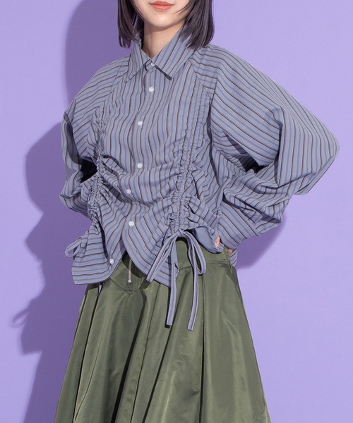 ドロストストライプシャツ（シャツ/ブラウス）｜PUNYUS