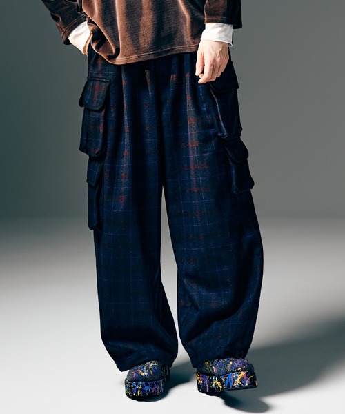 セール】Asymmetry Cargo Tweed Pants / アシンメトリーカーゴツイード