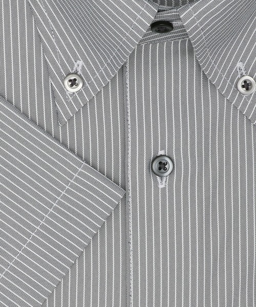 TOKYO SHIRTS(トウキョウシャツ)の「形態安定ノンアイロン ボタンダウン 半袖ストレッチビジネスワイシャツ(ビジネスシャツ・メンズ・グレー・首回り43cm/首回り39cm/首回り37cm/首回り41cm/首回り42cm)」の3枚目の写真