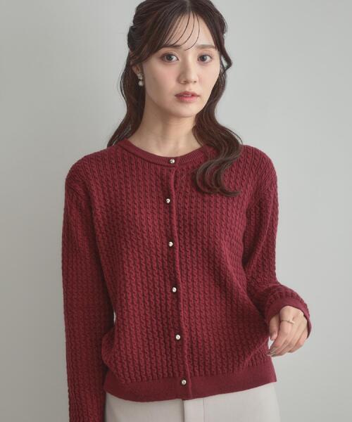 couture brooch（クチュールブローチ）の「【大人可愛い・きれいめ・通勤】ケーブルカーディガン（カーディガン/ボレロ・レディース・ブラック/ボルドー/グレー/グリーン系・36/40/42/38）」の19枚目の写真