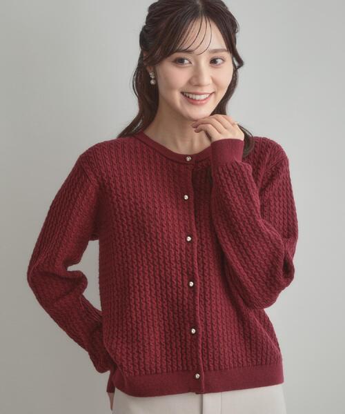 couture brooch（クチュールブローチ）の「【大人可愛い・きれいめ・通勤】ケーブルカーディガン（カーディガン/ボレロ・レディース・ブラック/ボルドー/グレー/グリーン系・36/40/42/38）」の20枚目の写真