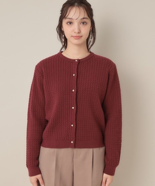 couture brooch（クチュールブローチ）の「【大人可愛い・きれいめ・通勤】ケーブルカーディガン（カーディガン/ボレロ・レディース・ブラック/ボルドー/グレー/グリーン系・36/40/42/38）」の8枚目の写真