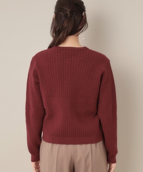 couture brooch（クチュールブローチ）の「【大人可愛い・きれいめ・通勤】ケーブルカーディガン（カーディガン/ボレロ・レディース・ブラック/ボルドー/グレー/グリーン系・36/40/42/38）」の10枚目の写真