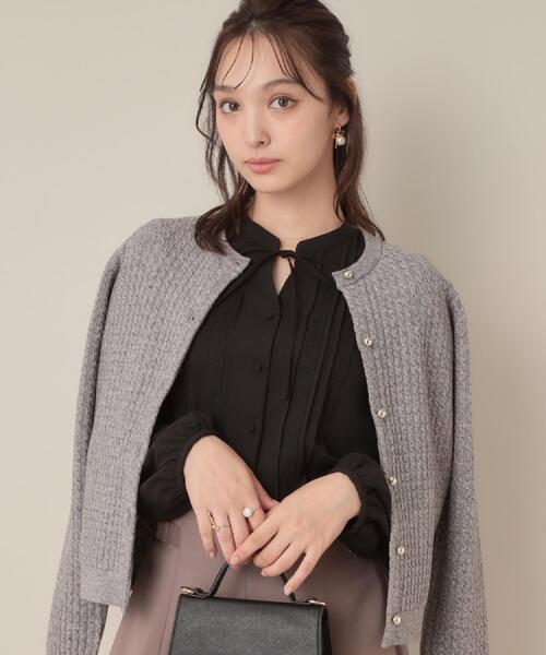 couture brooch（クチュールブローチ）の「【大人可愛い・きれいめ・通勤】ケーブルカーディガン（カーディガン/ボレロ・レディース・ブラック/ボルドー/グレー/グリーン系・36/40/42/38）」の13枚目の写真