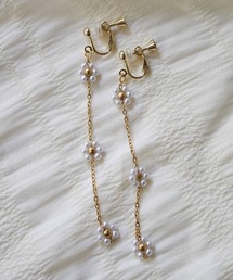 saran jewelry /3つのお花 ロングチェーン イヤリング