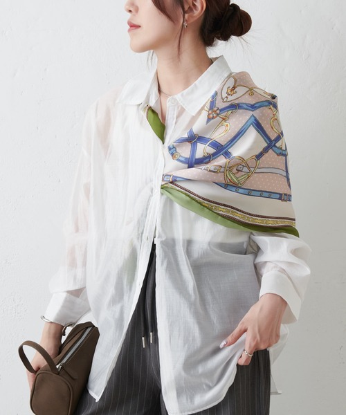 COLONY 2139(コロニートゥーワンスリーナイン)の「スカーフベルト柄 70×70(バンダナ/スカーフ・レディース・オレンジ/オリーブ・FREE)」の2枚目の写真