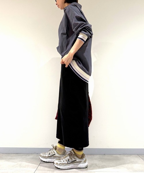 Q(キュー)の「リブドッキングシャツ(シャツ/ブラウス・レディース・チャコールグレー/カーキ・MEDIUM)」の9枚目の写真