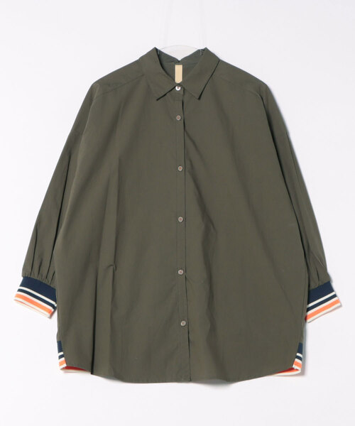 Q(キュー)の「リブドッキングシャツ(シャツ/ブラウス・レディース・チャコールグレー/カーキ・MEDIUM)」の17枚目の写真