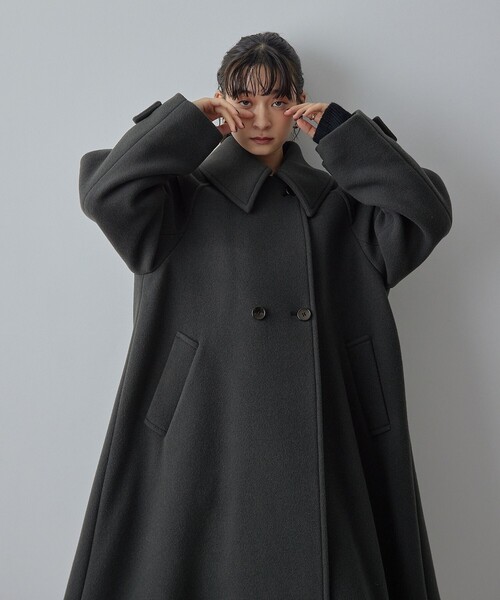 EMMEL REFINES（エメルリファインズ）の「＜EMMEL REFINES＞EM ビッグカラー テント コート（ステンカラーコート・レディース・ブラウン/ダークグレー・M/S）」の13枚目の写真