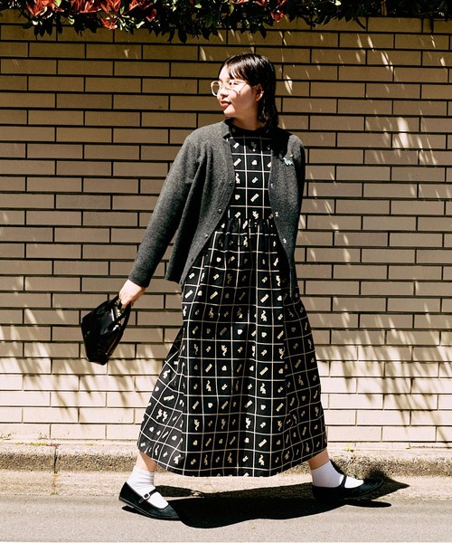 I am I in fact...（アイアムアイインファクト）の「●BLOCK TILE CHECK ワンピース（ワンピース・レディース・ブラック/ベージュ・FREE）」の5枚目の写真