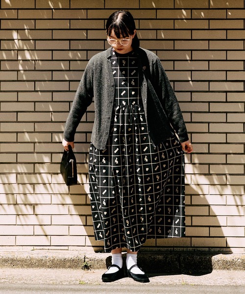 I am I in fact...（アイアムアイインファクト）の「●BLOCK TILE CHECK ワンピース（ワンピース・レディース・ブラック/ベージュ・FREE）」の7枚目の写真