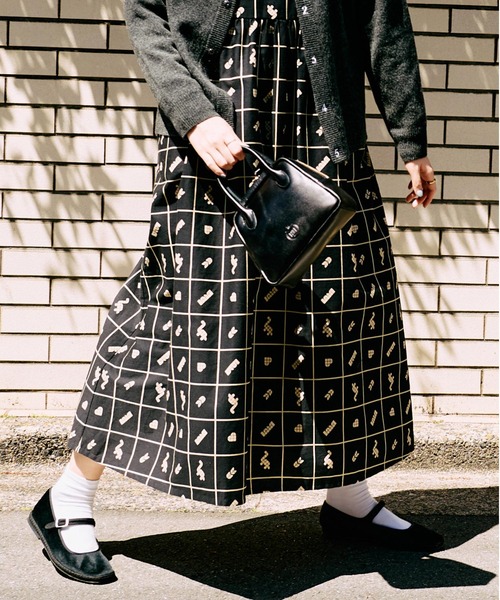 I am I in fact...（アイアムアイインファクト）の「●BLOCK TILE CHECK ワンピース（ワンピース・レディース・ブラック/ベージュ・FREE）」の4枚目の写真