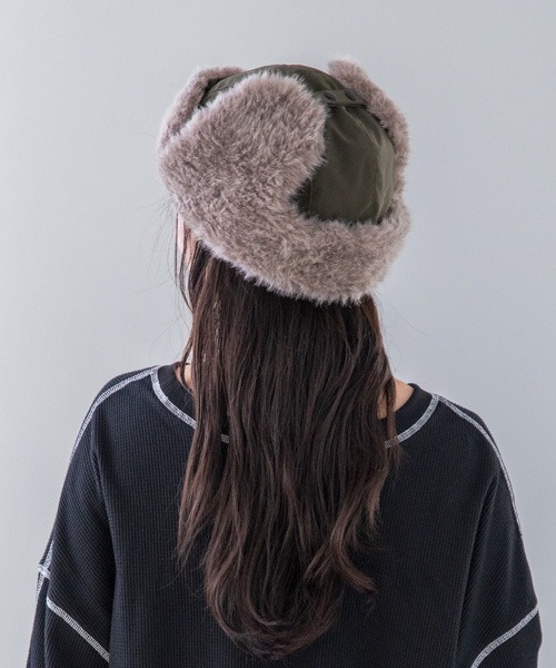 polcadot（ポルカドット）の「NYLON FLIGHT CAP/ナイロンフライトキャップ（キャップ・レディース・ベージュ/ブラック/カーキ・FREE）」の11枚目の写真