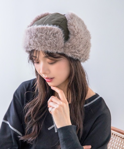 polcadot（ポルカドット）の「NYLON FLIGHT CAP/ナイロンフライトキャップ（キャップ・レディース・ベージュ/ブラック/カーキ・FREE）」の8枚目の写真