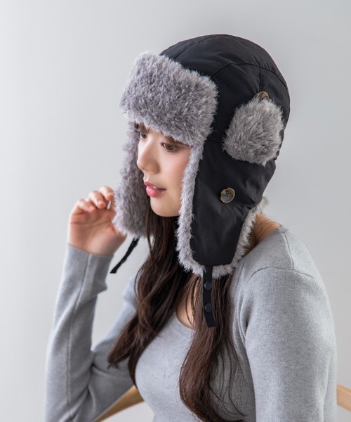 polcadot（ポルカドット）の「NYLON FLIGHT CAP/ナイロンフライトキャップ（キャップ・レディース・ベージュ/ブラック/カーキ・FREE）」の21枚目の写真