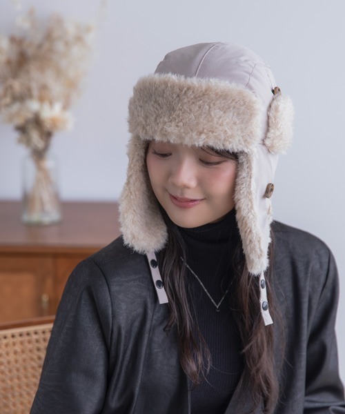 polcadot（ポルカドット）の「NYLON FLIGHT CAP/ナイロンフライトキャップ（キャップ・レディース・ベージュ/ブラック/カーキ・FREE）」の16枚目の写真