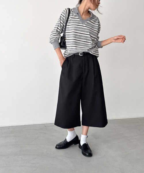 CANAL JEAN（キャナルジーン）の「diggity　ベルト付きバミューダパンツ（その他パンツ・レディース・ブラック/グレー・SMALL/MEDIUM）」の2枚目の写真